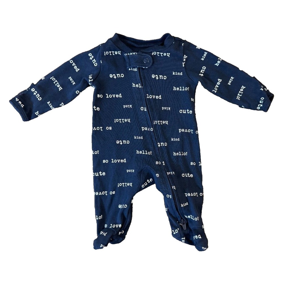 Carters Preemie Baby Boy Sleeper Zipper Navy Blue So Loved Outfit Romper Cotton